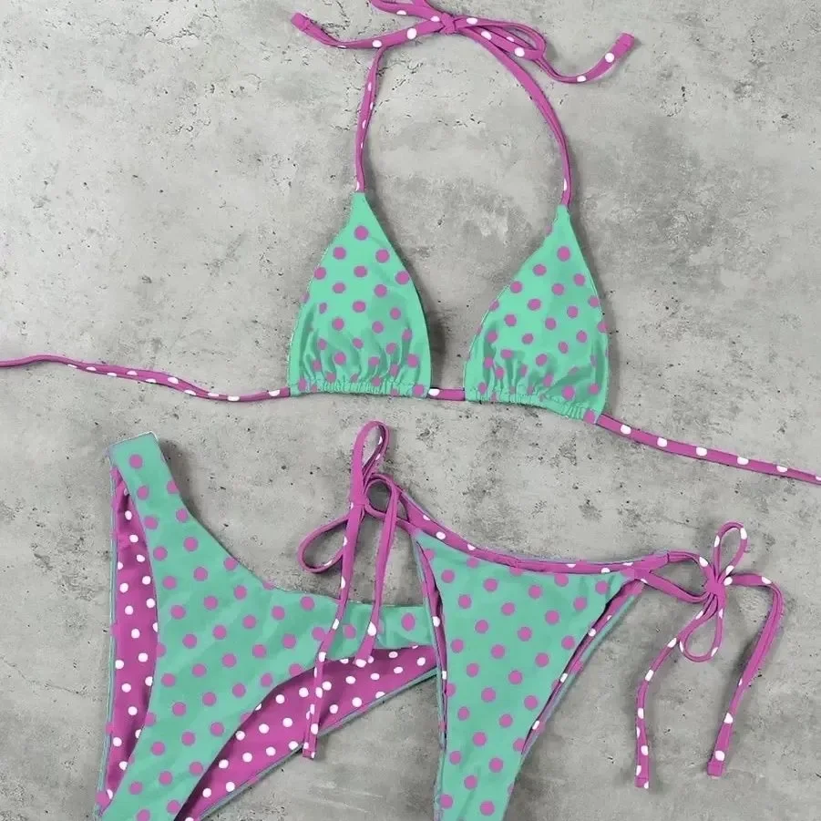 

Sexy Women 3 Piece Bikini Set Striped High Waisted Removable Padding Swimwear Breathable Comfortable Beach Outfit Fashion New