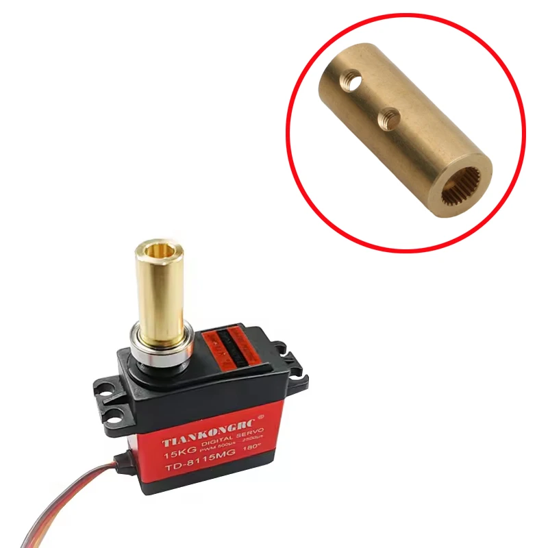 2PCS 25T Servo Shaft Coupler Adapter Shaft Top Hole 6mm Outer Dia 10mm Extension Column Coupling Connector for RC Airplane