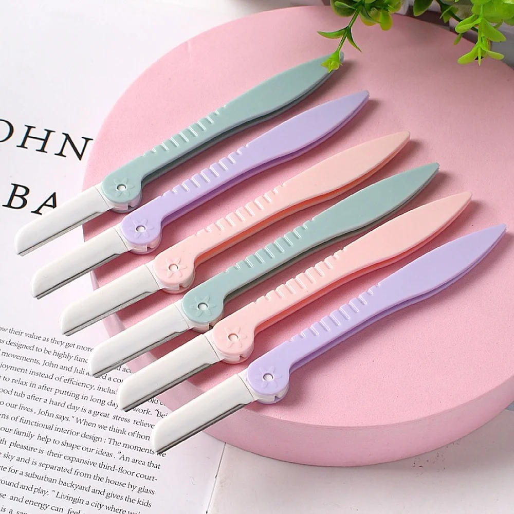 Stainless Steel Folding Eyebrow Trimmer Shaving Eyebrows 3 Eyebrow Trimming Knives