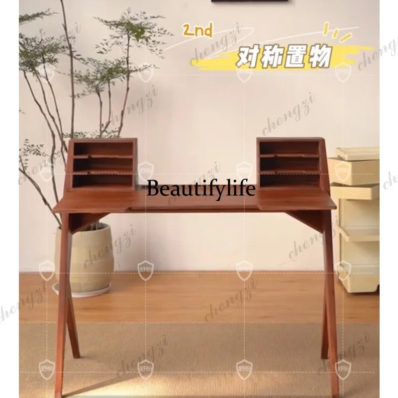Solid wood retro style dressing table Nordic designer writing desk Small apartment desk