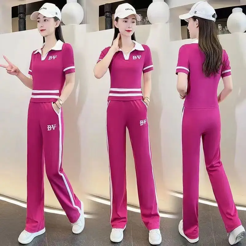 Freizeit-Sportswear-Set für Frühling und Sommer neue koreanische Version locker sitzende kurz ärmel ige Mode und Alter reduziert zweiteilig