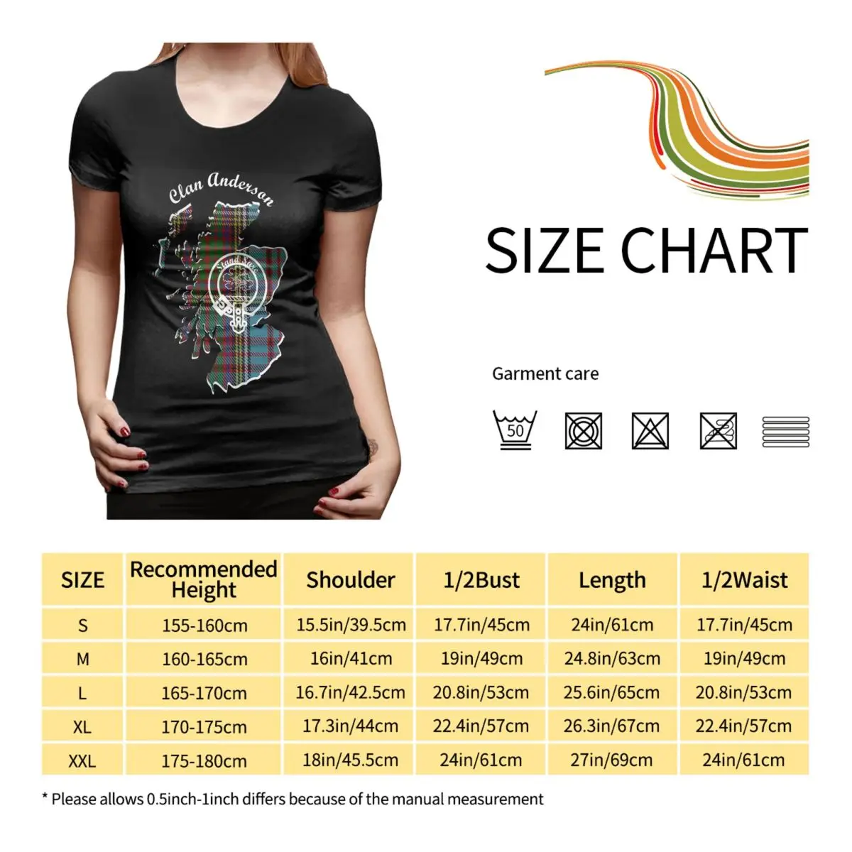 Clan Anderson Scotland Map Crest T-shirt per donna Girocollo Streetwear T-shirt Manica corta da donna Abiti estivi Top