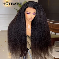 400 Density 360 Full Lace Human Hair Wig Kinky Straight 13x4/13x6 HD Lace Frontal Wig High Density Double Drawn Lace Wig HOTBABE