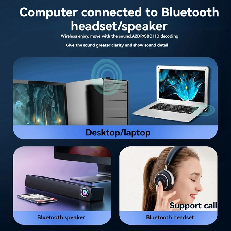 RISE-Bluetooth 5.4 USB Adapter Mini Bluetooth Receiver Transmitter For PC Laptop Wireless Keyboard Audio