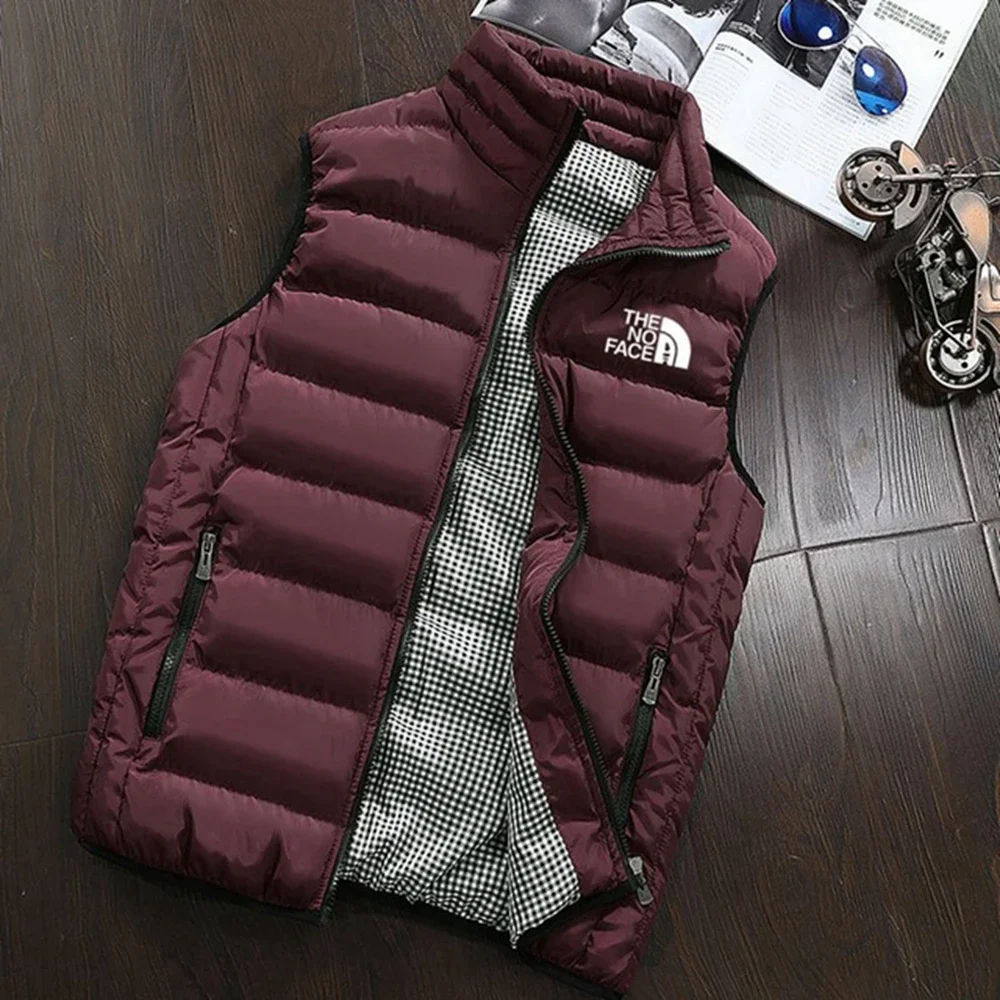 Mouwloos herfst- en winterjack met ritssluiting, warme vestjas, modieuze en veelzijdige golfkleding voor heren
