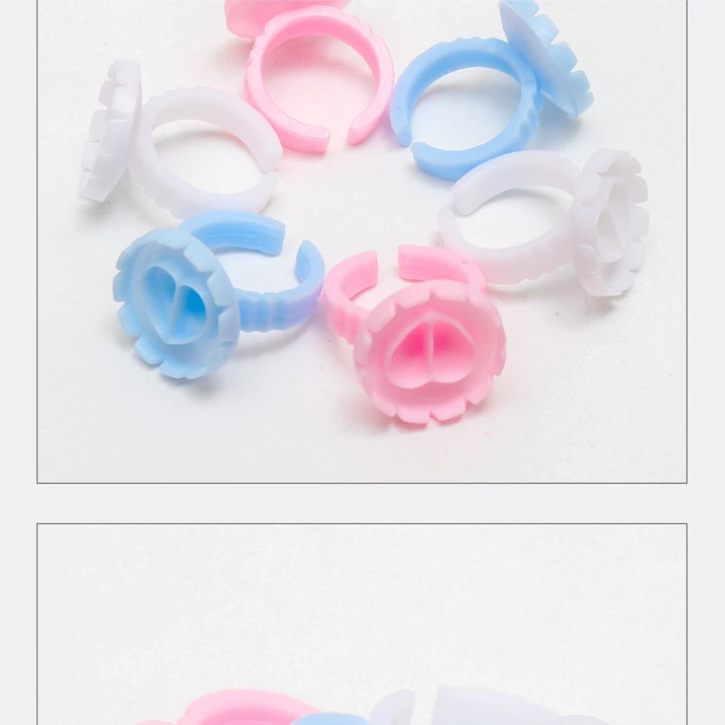 Wholesale100Pcs Disposable Container Tattoo Pigment Eyelash Extension Cup Rings Holder Eyelash Glue Fan Supplies Tools Lash