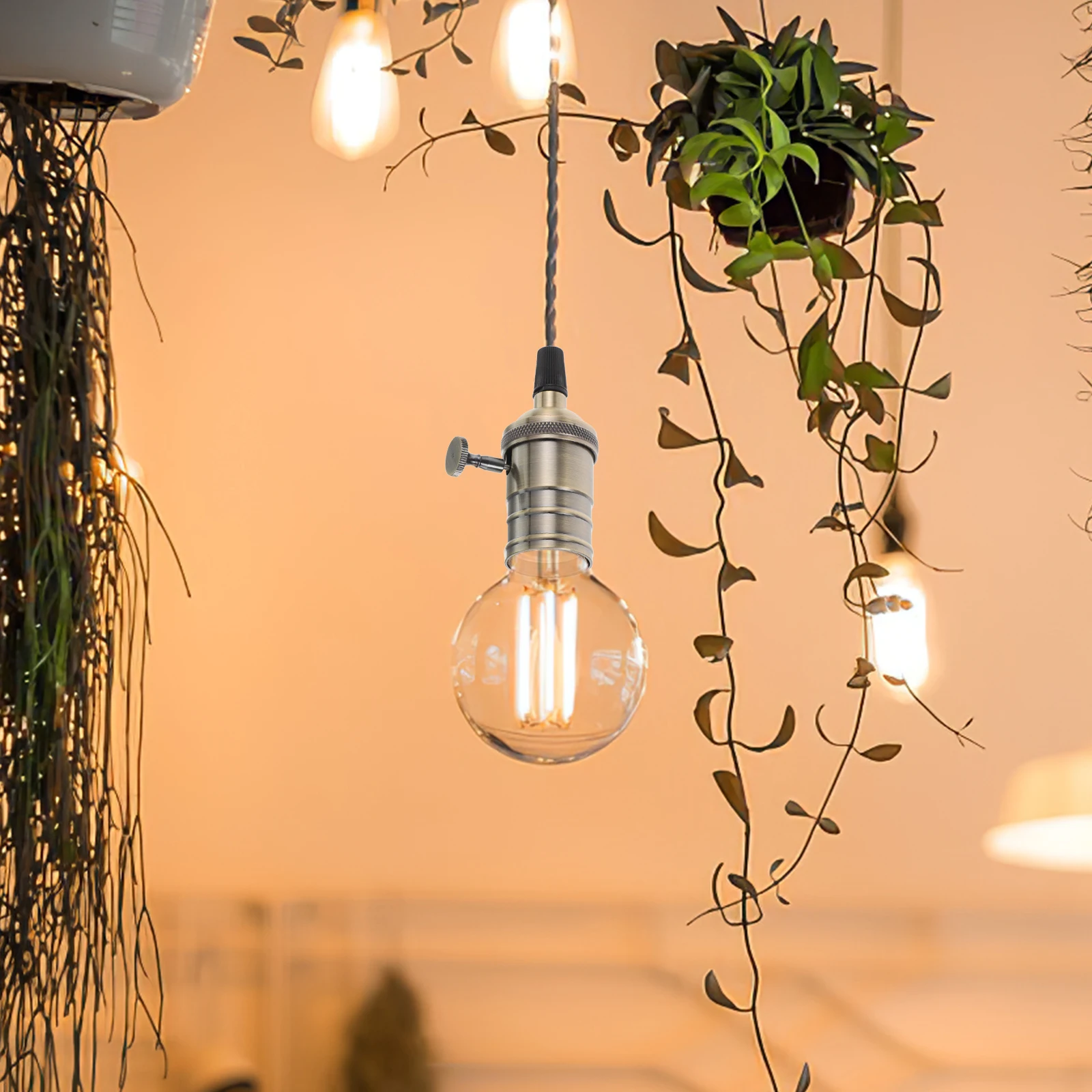 

Retro Lamp Holder Vintage Decor Light Bulb Socket Metal E27 Screw Base Pendant Fixture Replacement Ceiling Table DIY