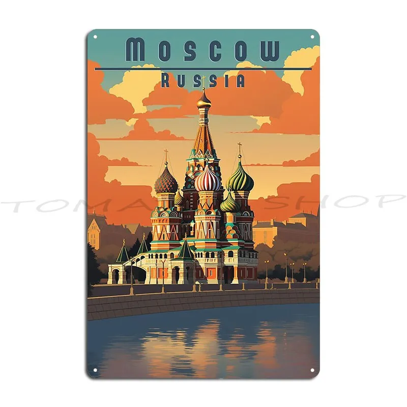 Ufa Russia Moscow Russia Red Square Travel Art Vintage Tourism Metal Sign Plaques Wall Cave Party Club Iron Tin Sign Poster