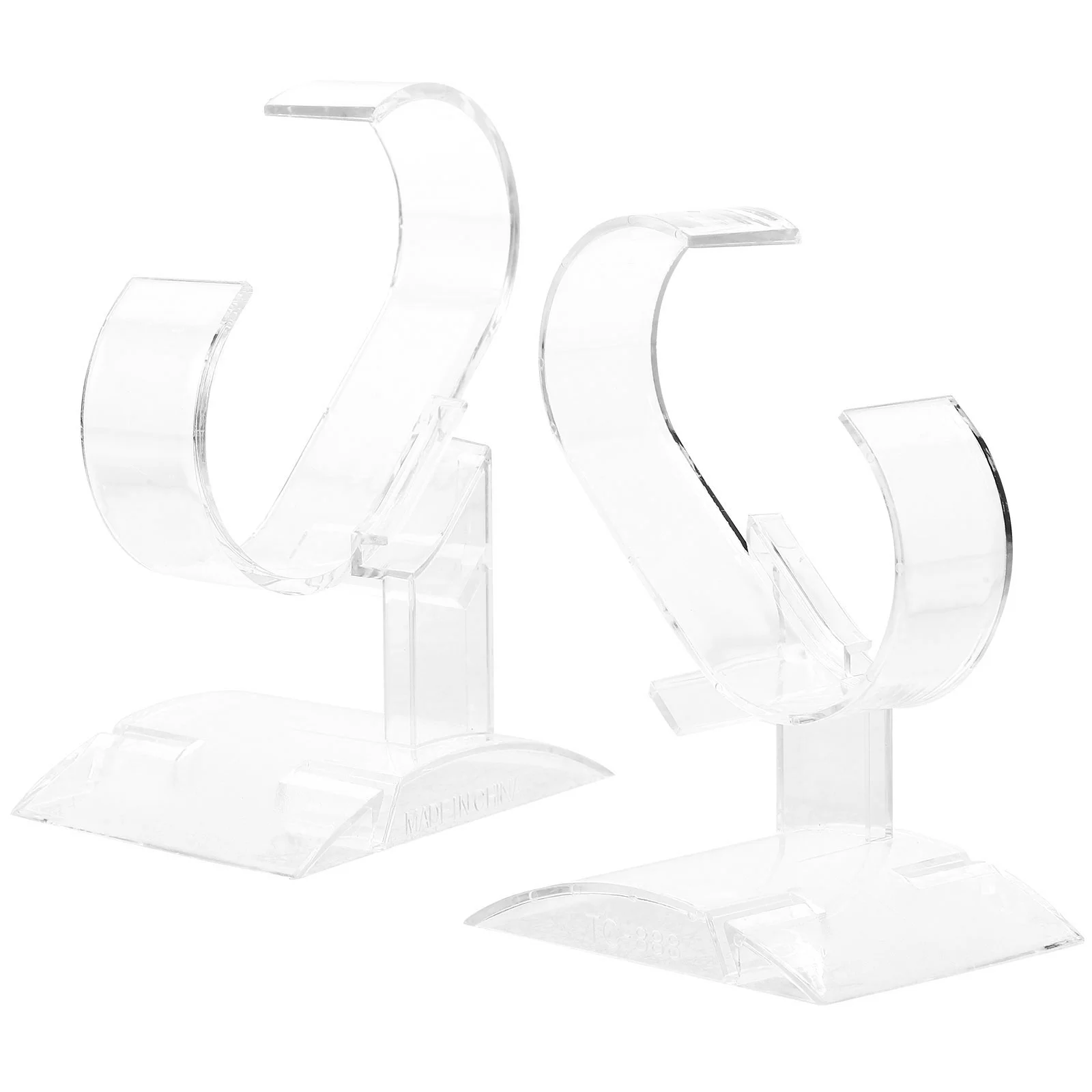 2 Pcs Transparent Acrylic Watch Holder Display Stand Jewelry Showcase Crystal Base Bracelet Bangle Stand Scratch Proof Safe