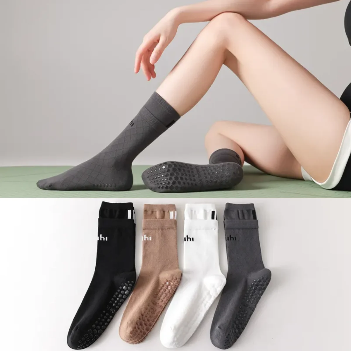 

Женские носки для йоги, дышащие хлопковые носки для тренировок в помещении, тренажерного зала, фитнеса, танцев, спортивные носки, профессиональные силиконовые противоскользящие носки для пилатеса