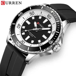 Curren-relógio de pulso de quartzo masculino, mostrador grande, luminoso, impermeável, pulseira de silicone, ao ar livre, moda, 8448