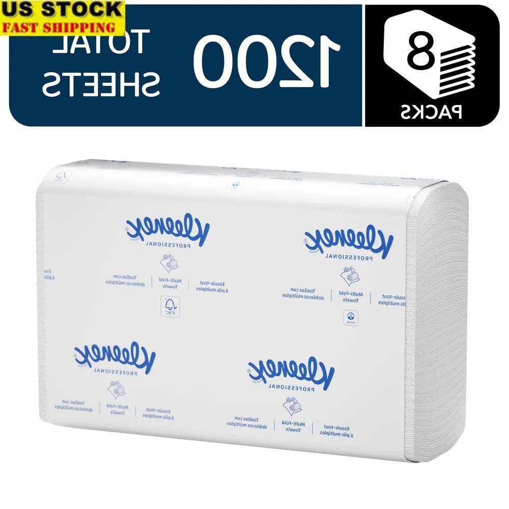 Universal Multifold Paper Towels Bulk Absorbency Pockets 1 Ply 150 Sheets per Pack 8 Packs Professional Quality 1200 Sheets