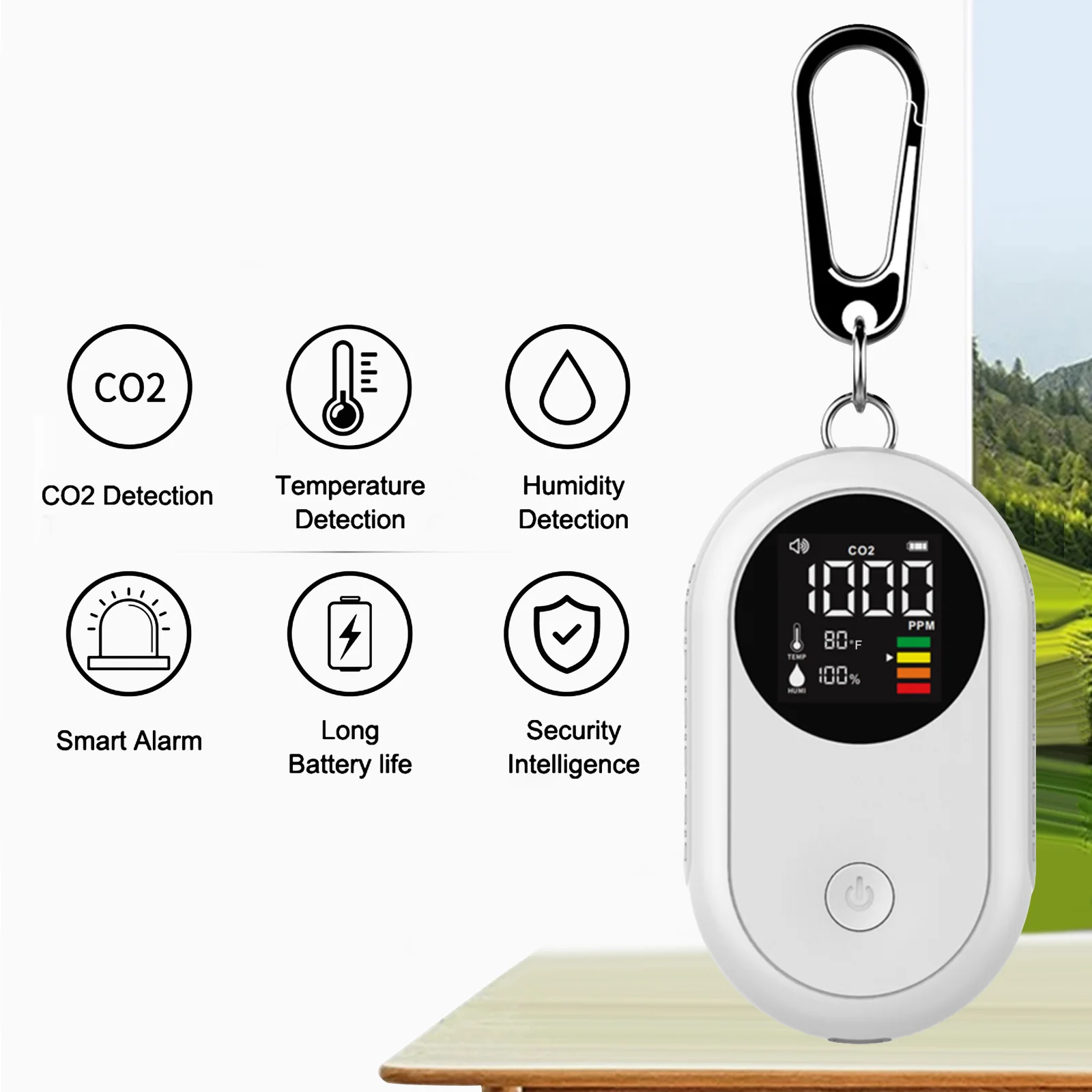 

3 In 1 Digital CO2 Meter Measure Carbon Dioxide Humidity Temperature Air Quality Detector CO2 AQI with 4 Backlight Detector