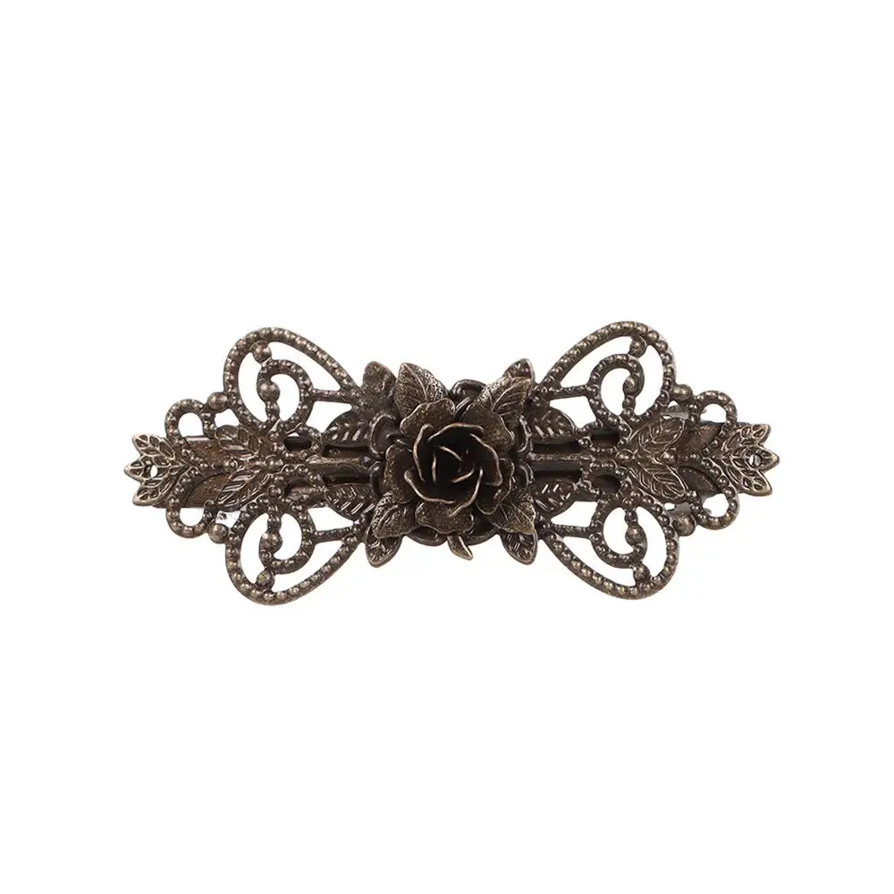 Woman Bronze Hair Clip Vintage Metal French Spring Barrette Exquisite Hairpin For Girls Fashion Jewelry