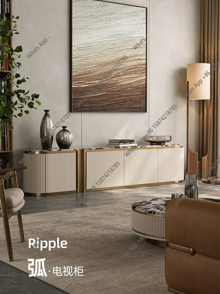 

Tt Light Luxury High TV Cabinet Living Room Home Italian Minimalist Villa Solid Wood Floor Cabinet Fashion