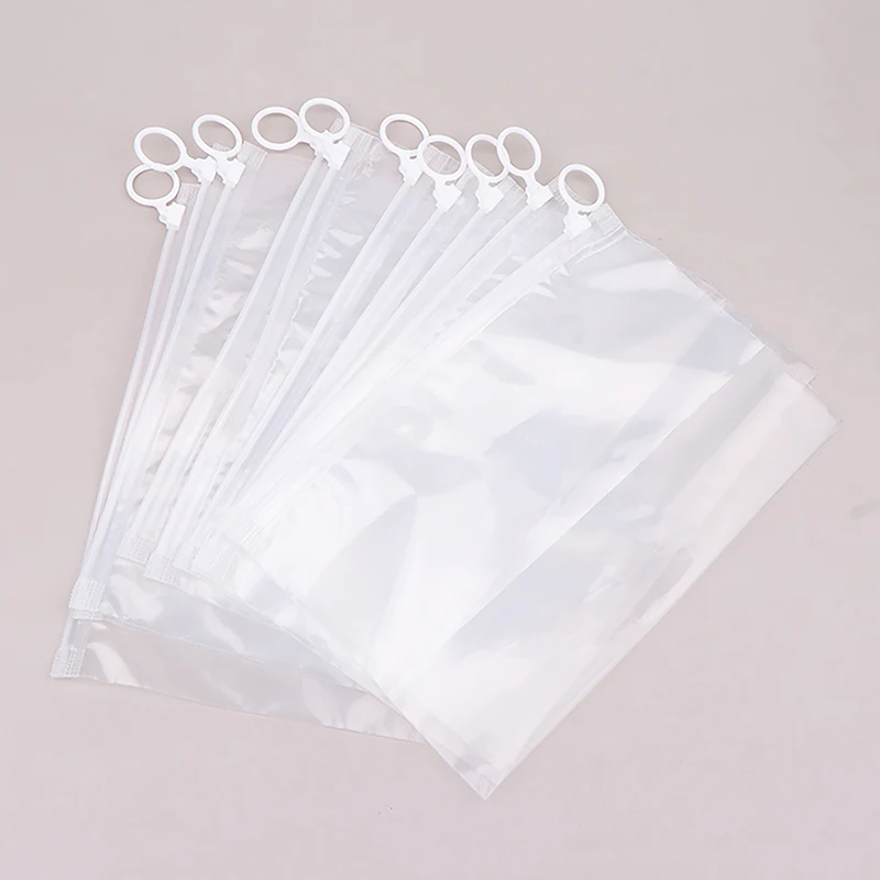 10Pcs Transparent Pull Ring Storage Bag Zipper Bag Stationery Accessories Storage Travel Sock Packaging