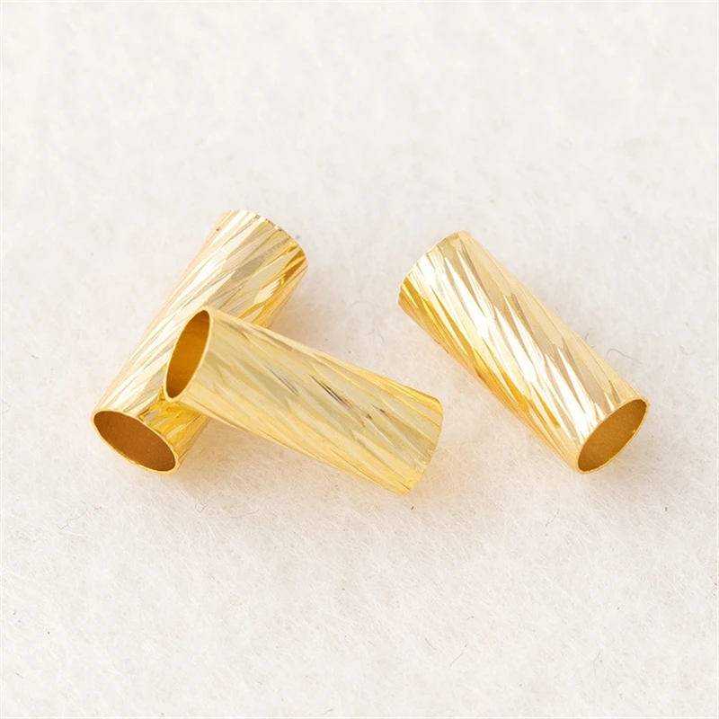 BoYuTe (100 Pieces/Lot) 4*10mm Metal Brass 18K Gold Plated Carved Tube Materials Bracelet Bead DIY Jewelry Accessories