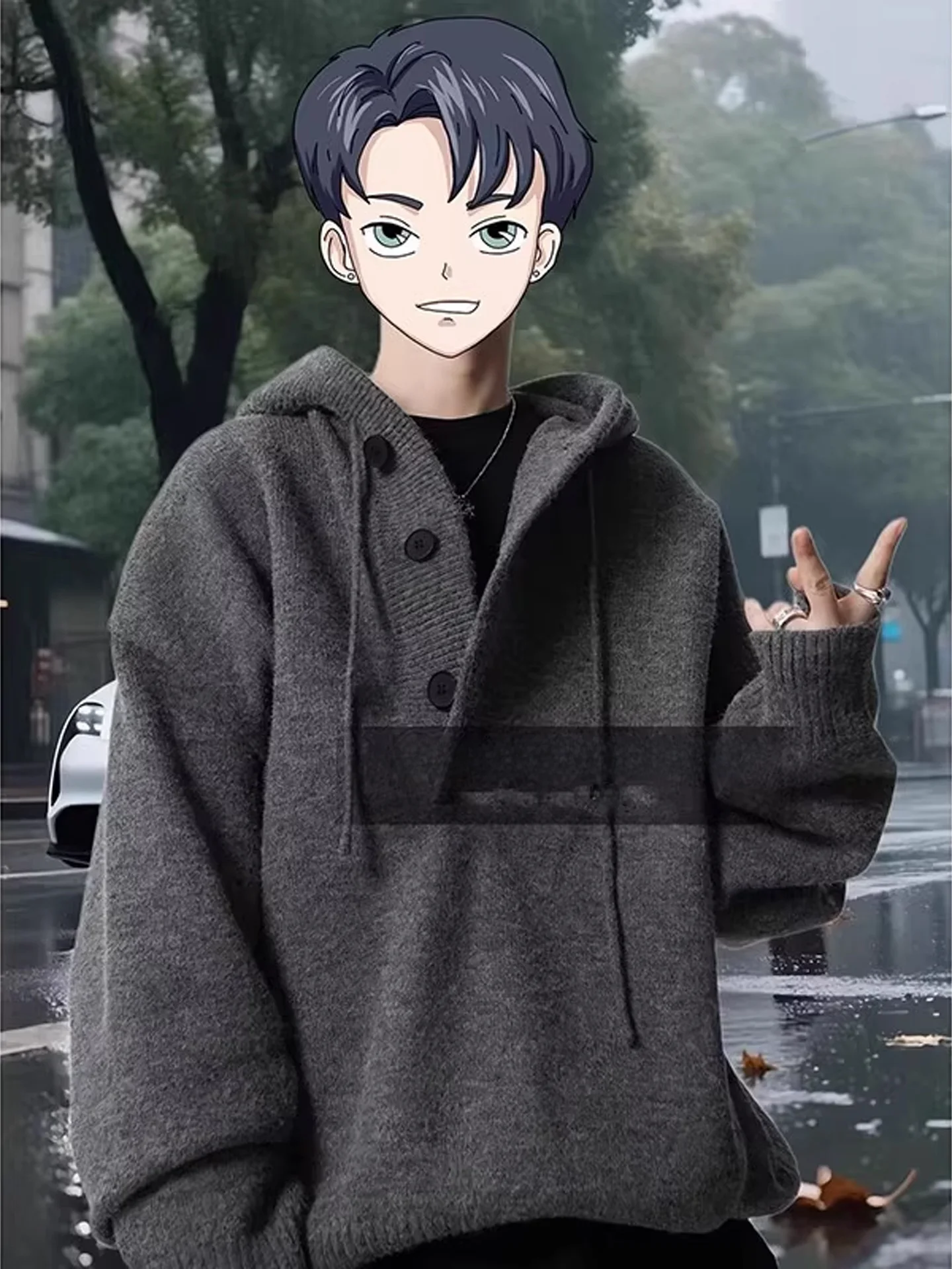 Sudadera con capucha de punto profunda para hombre Thiened Base irt American Cleanfit Sle Otoño Invierno Casual suelta ajuste suave poliéster