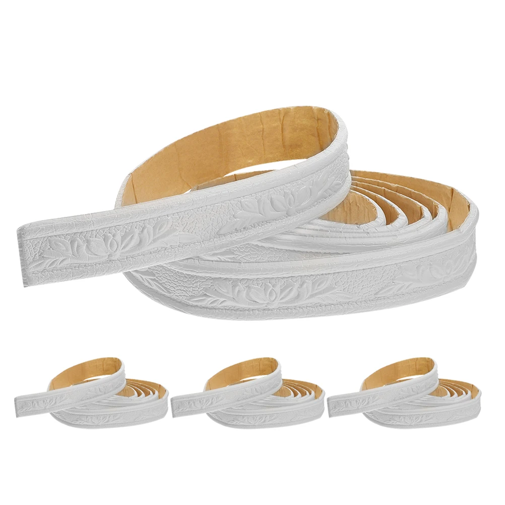 4pcs 4 Rolls Pvc Wallpaper Borders Molding Trim Self Adhesive 3D Wall Ceiling Decor Peel Stick Trim For Home Walls Aesthetic