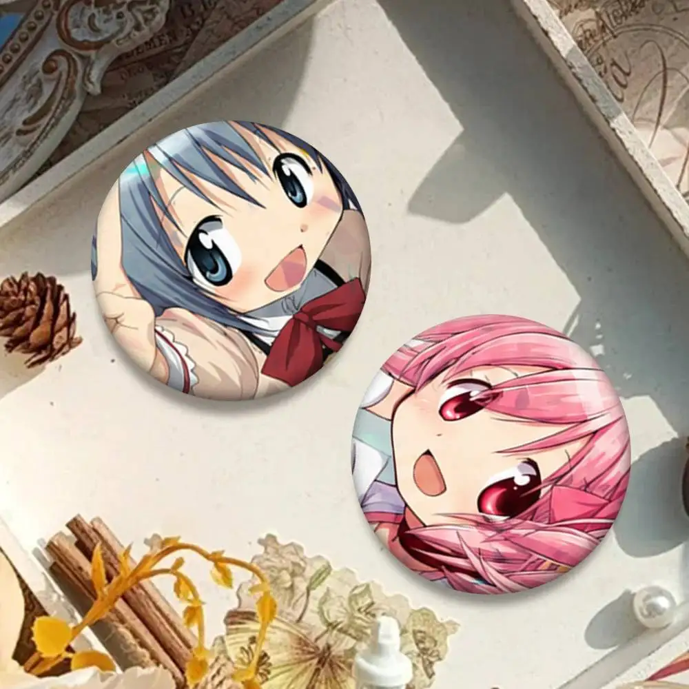 Puella Magi Madoka Magica Cartoon Pins Badges Round Laser Badge Brooch Clothes Backpack Accessories - view 3
