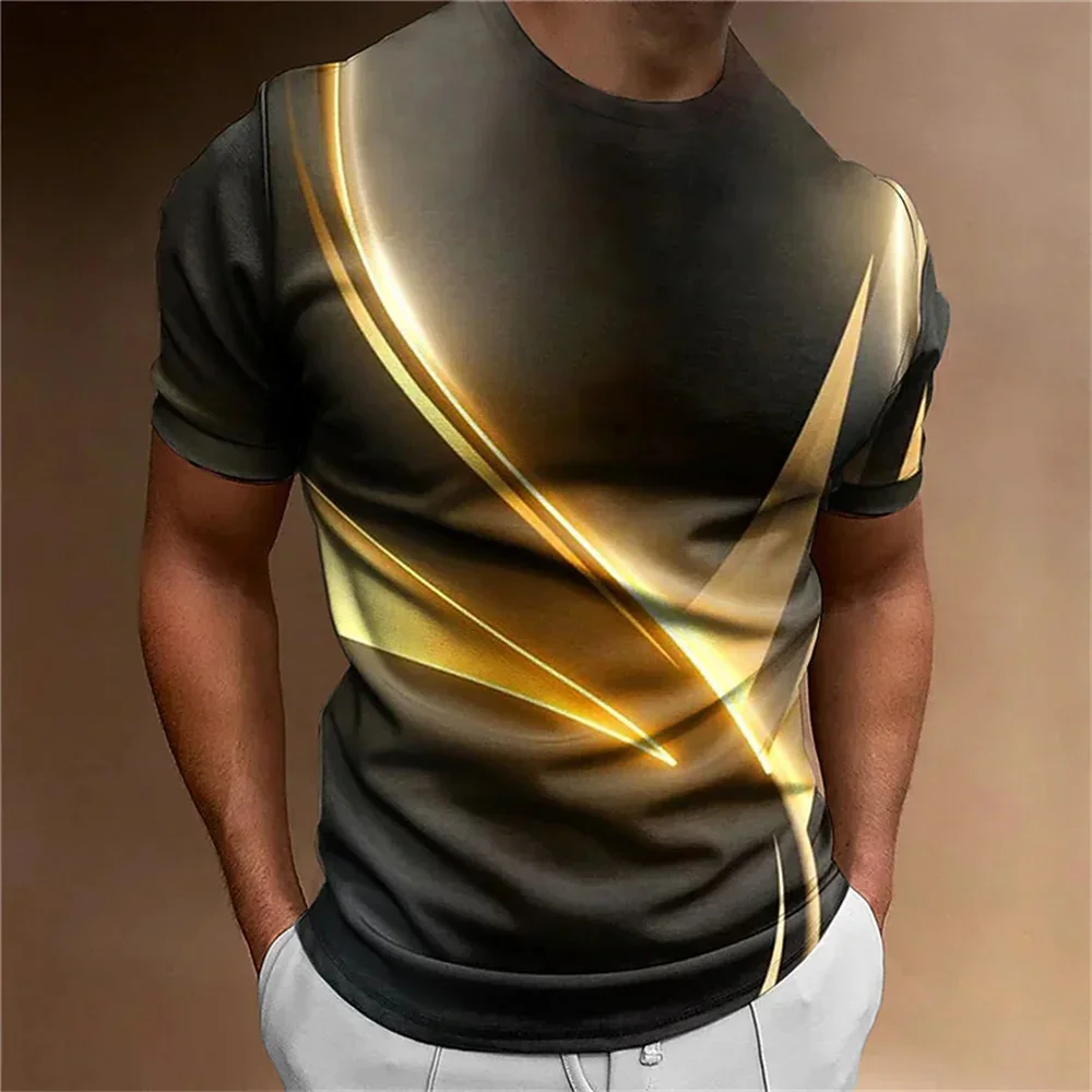 

Men's T-Shirt Casual Loose Fashion Vintage Black and White Striped 3D Printed T-Shirt Harajuku Social High Quality Mens Clothes