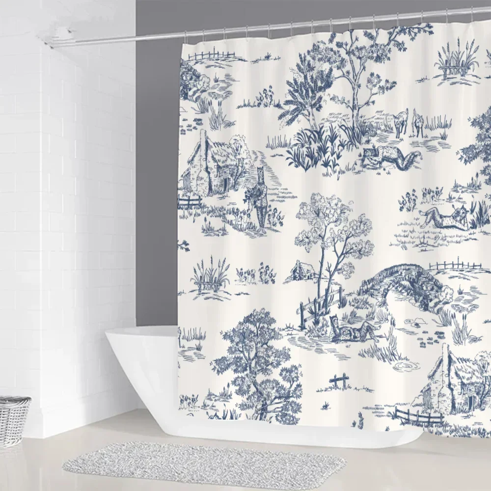 

Toile De Jouy Складная перегородка для ванной комнаты, занавеска для Quarto Things для ванной комнаты, полный комплект, занавеска для душа, занавеска для душа
