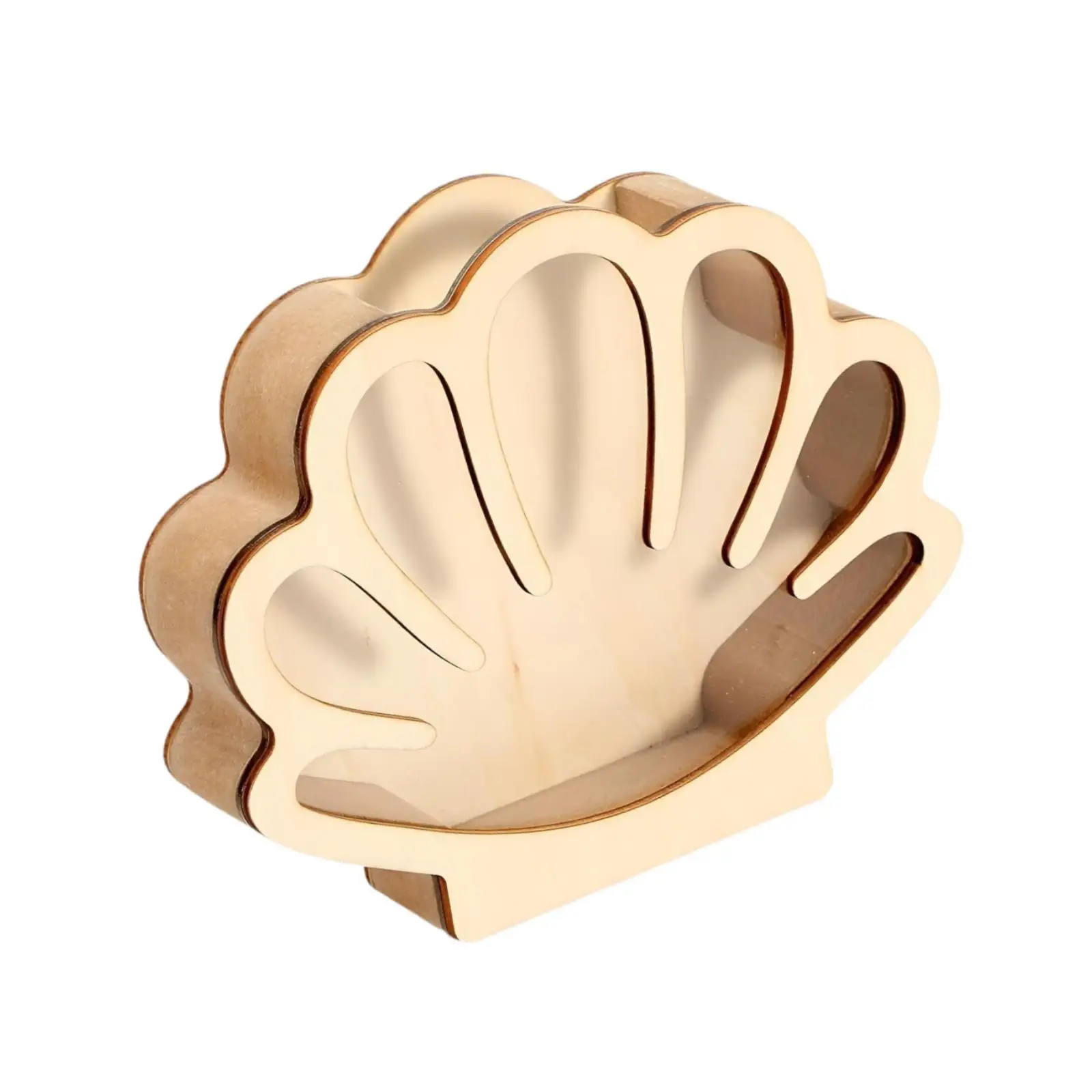 Natural Wooden Seashell Holder Acrylic Box Multipurpose Display Case for Shell Collection and Gift Ideas