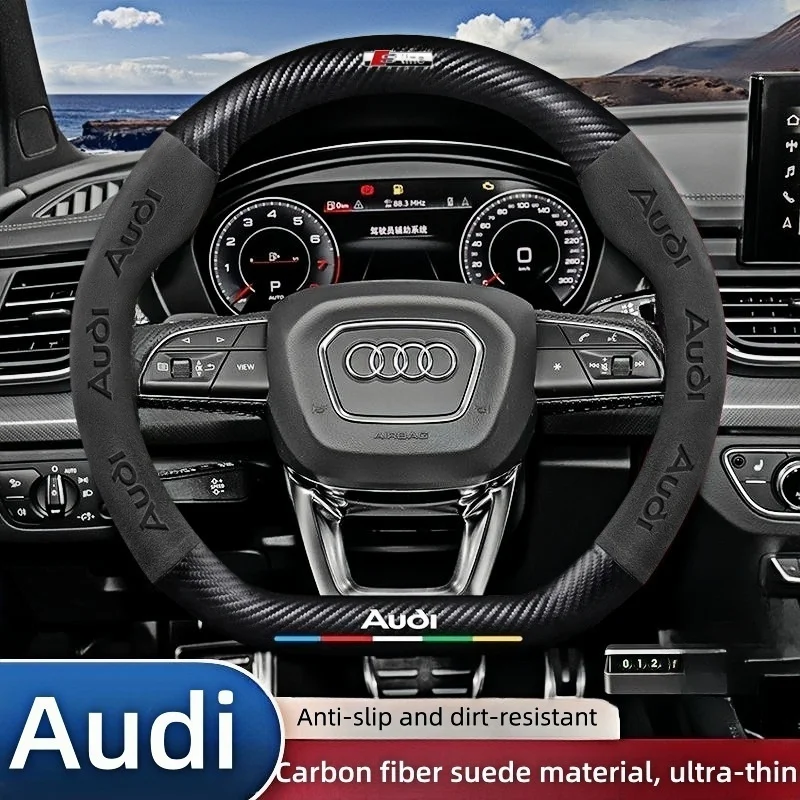 

Car AntiSlip Carbon Fiber Leather Steering Wheel Cover ，For Audi A3 A4 A5 A6 A7 A8 Q1 Q2 Q3 Q5 Q7 Q8 S3 S4 S5 S6 RS3 RS4 RS5 TT