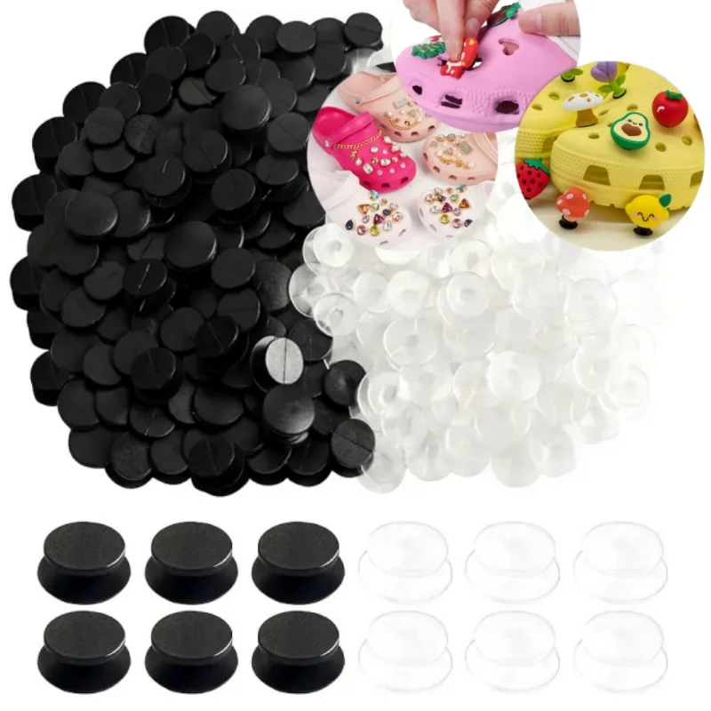 

100/200/500PCS JIBBITZ Plastic Round Shoe Buttons For Clogs 12mm, 2 Colors Multicolor for DIY Shoe Wristband Charm DIY Charms