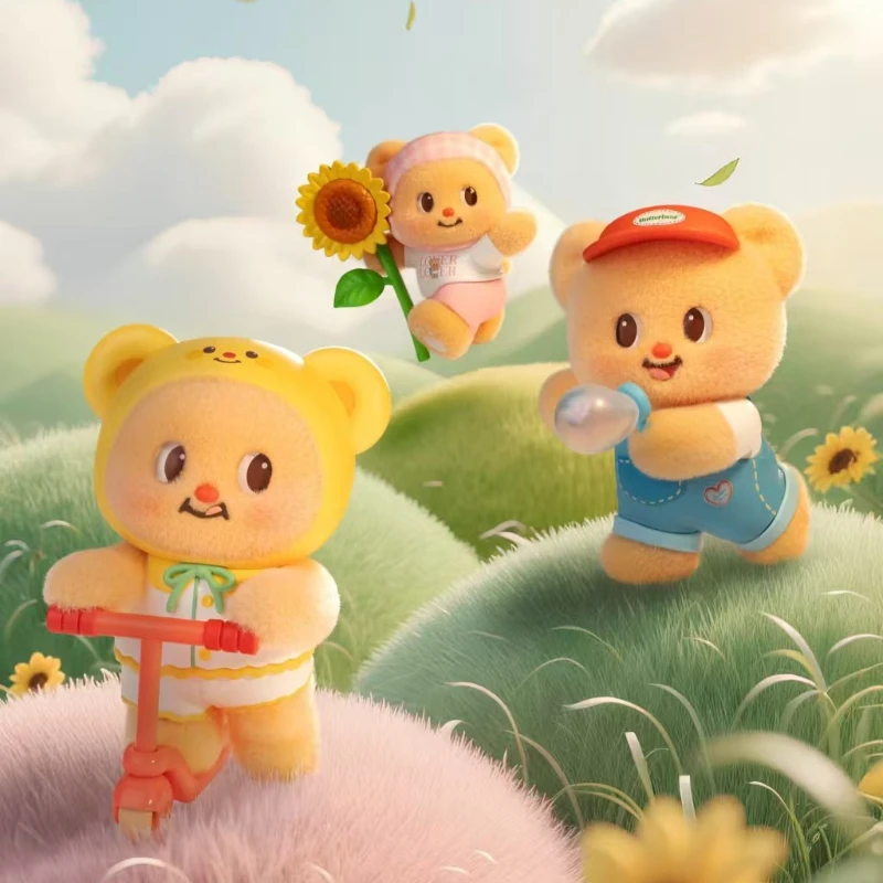 Caja ciega de la serie Little Wish de oso de mantequilla auténtica, modelo de figura flocada, adornos de mesa, juguetes de Anime, regalos misteriosos para niñas, perímetro