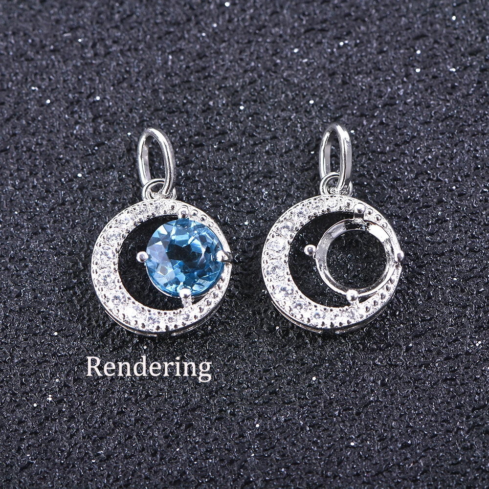 5-9mm Adjustable Pendant Mounting, S925 Sterling Silver Pendant Base, Women\'s Delicate Moon Design Jewelry Accessory