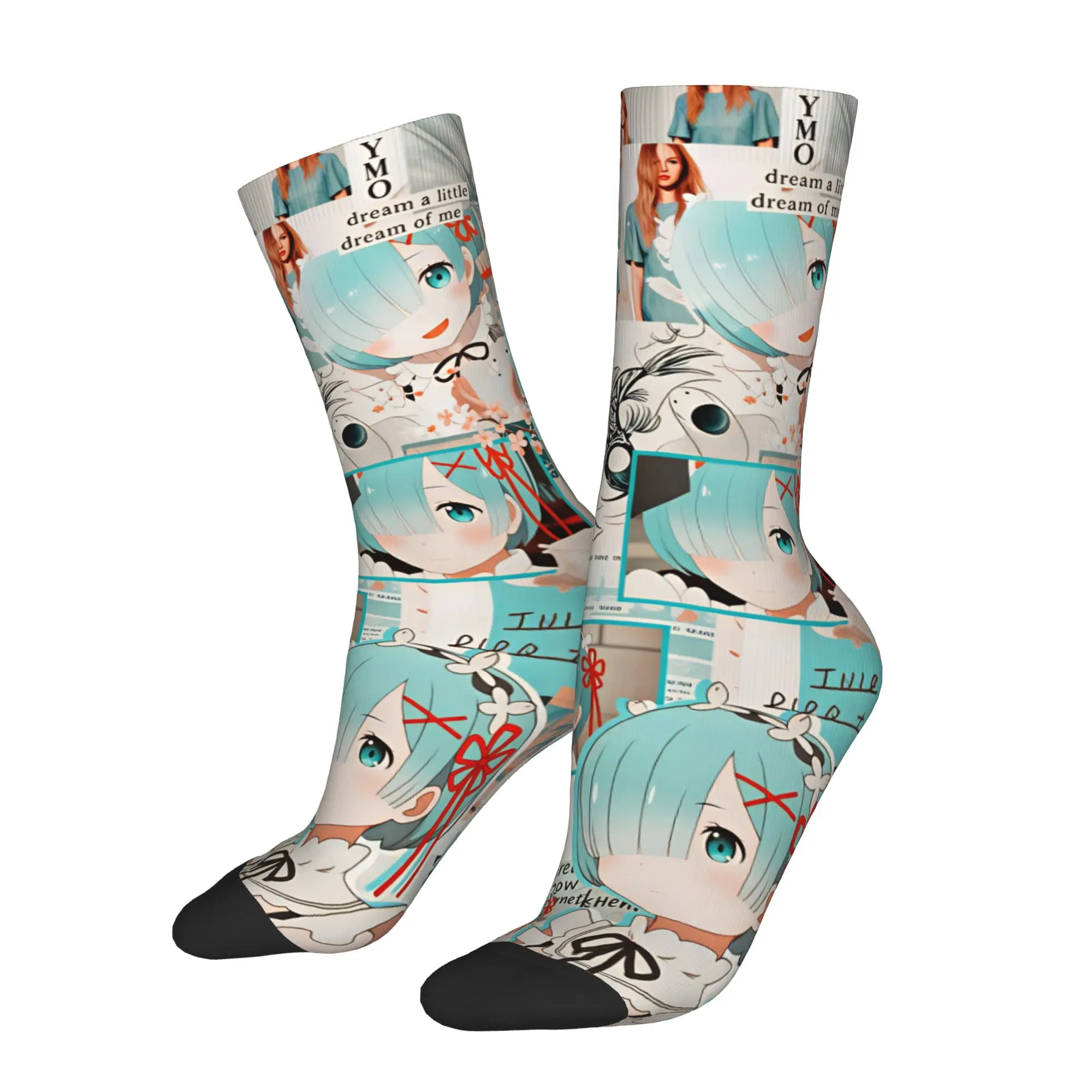 Kawaii Anime Rem Emilia R-Re:ZERO Socks Men Women Warm 3D Print Starting Life in Anothers Worlds Basketball Sports Socks