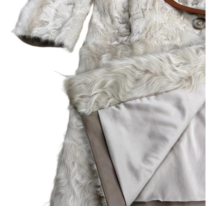 Gold lamb fur fur body imported fetal wool fur body coat sheepskin fur outside luxury   femme  abrigos elegantes