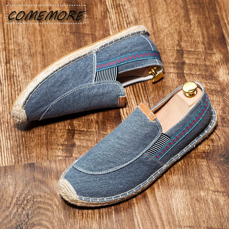 Summer Shoes for Man Handmade Canvas Flat Vintage Casual Spring  Autumn Couple Breathable Loafer Footwear Comfort New Large Size