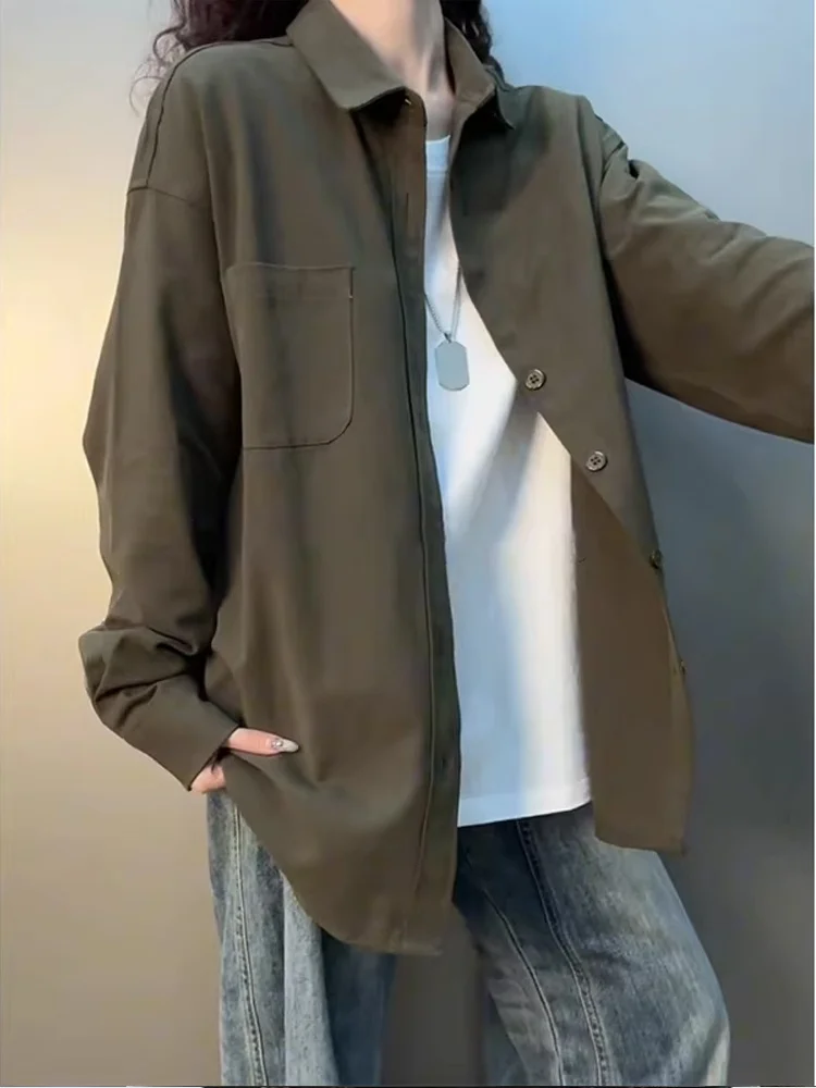 

Military een Retro Workwear irt Men's Long Sve Pure Cotton Casual Coat Turn-down Collar Spring Faionable Outerwear