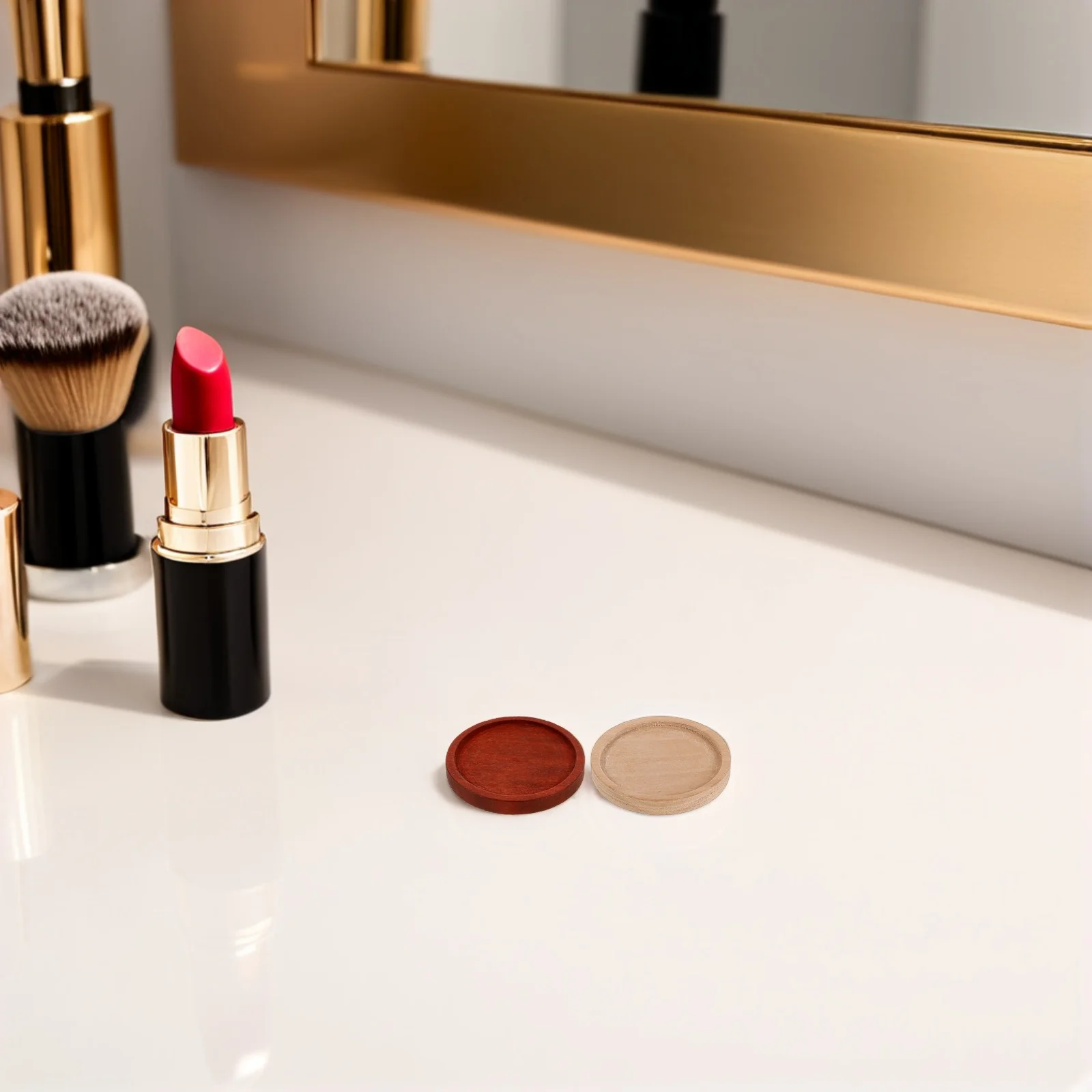 

40 Pcs Retro Wood Tray Round Pendant Trays Jewelry Making Wooden Food Display Necklace Decorate