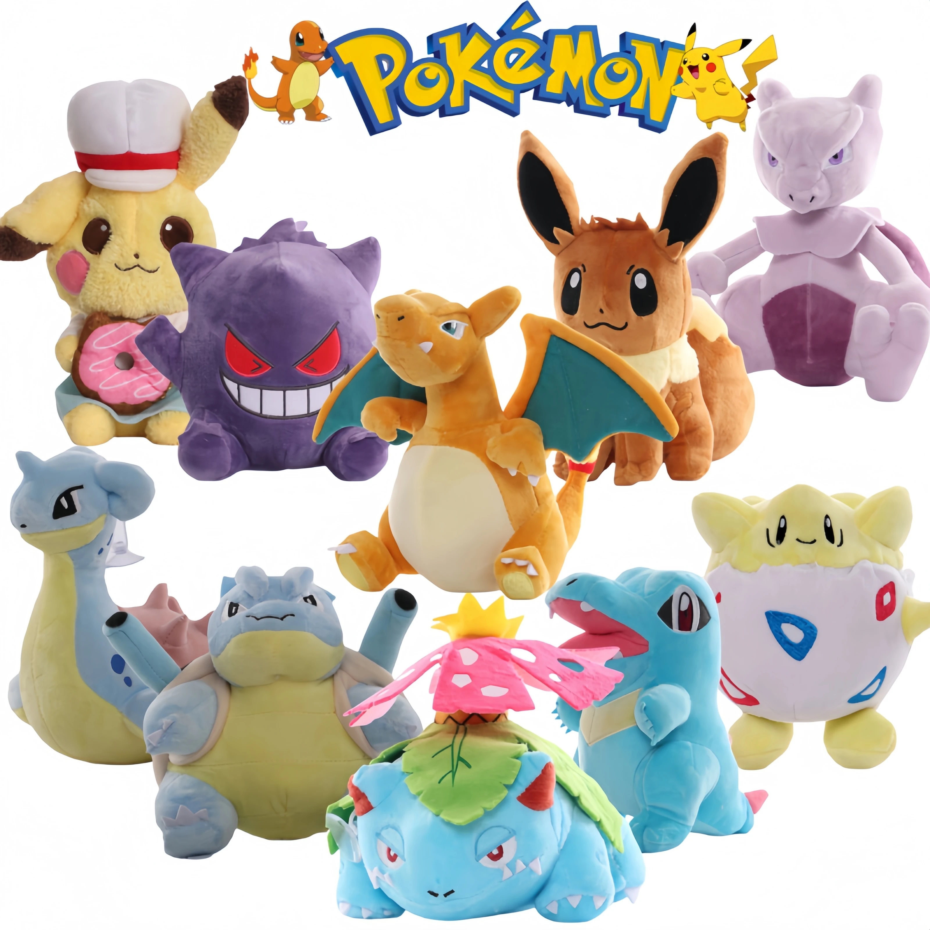 Pikachu Plüschtier Pokemon Charizard Eevee Blastoise Gefüllte Puppe Venusaur Gengar Totodile Lapras Mewtwo Gefüllte Puppe Weihnachtsgeschenke