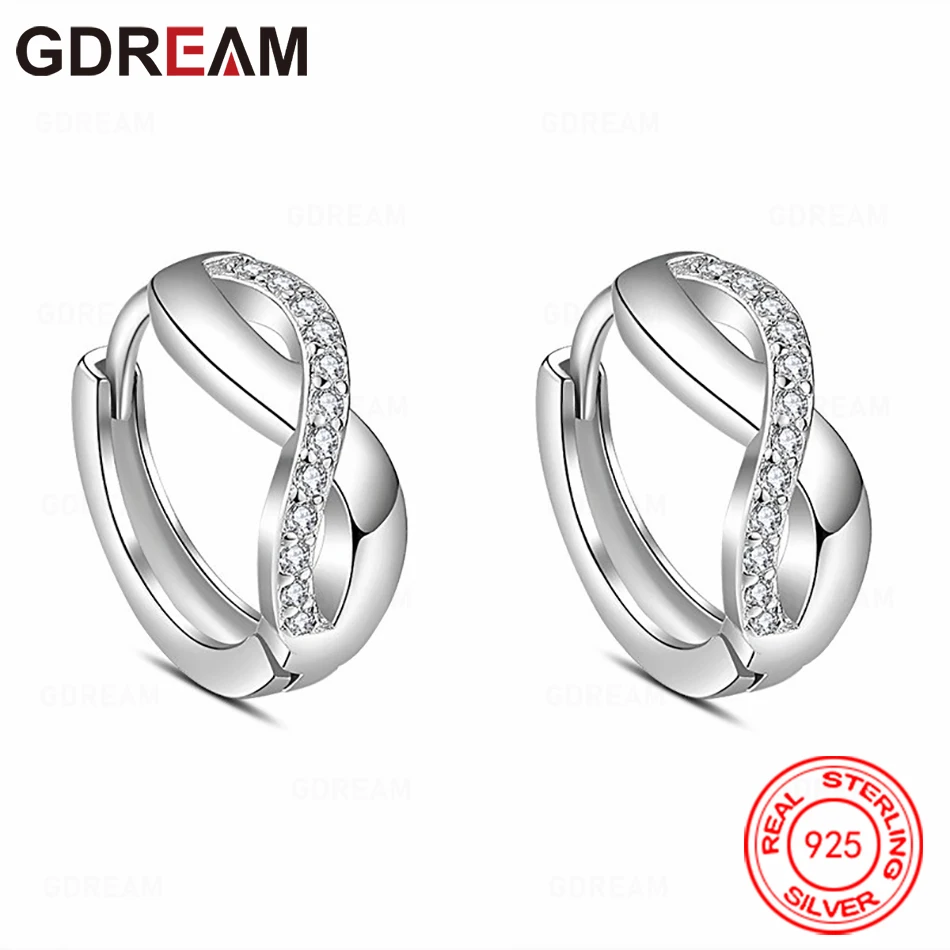 

GDREAM 925 Sterling Silver Figure-Eight Shaped Earrings With Diamond And Zirconia Set, Women'S Engagement Jewelry
