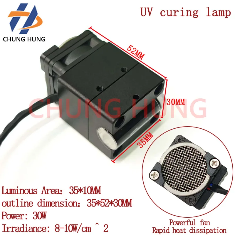 Small Printer UV Lamp L1800 Printer Small UV LED Curing Lamp for UV Ink UV Glue Fast Drying Curing Lamp Air-Cooled