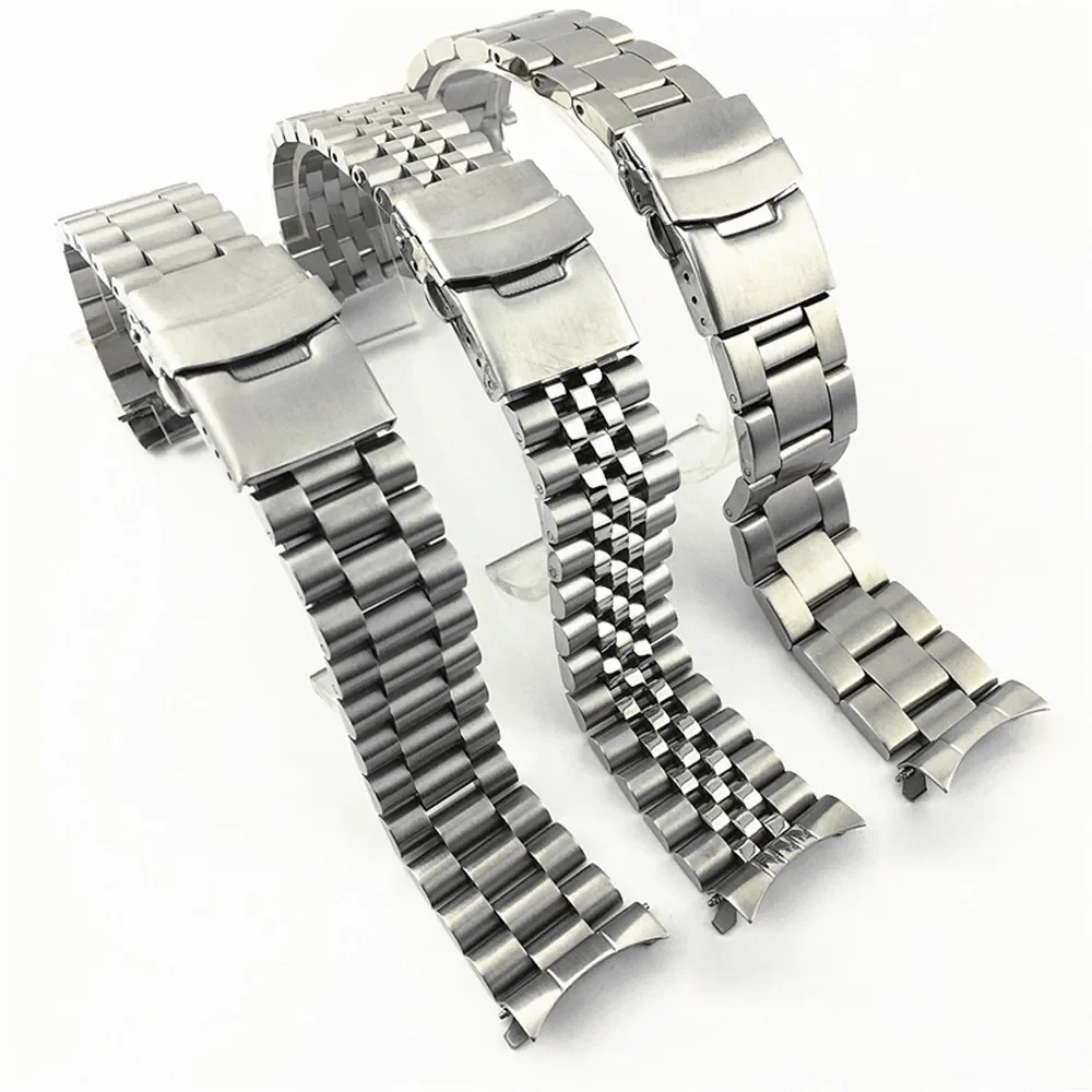 Stainless Steel Watch Band 20mm 22mm for Seiko SKX007 SSK003 SRP599J1 Men Metal Curved End Diving Strap Bracelet Accessories