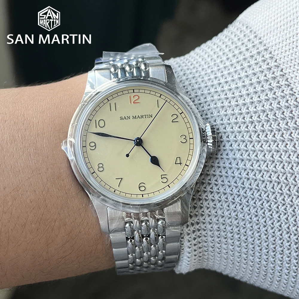 San Martin 38.5mm Stainless Steel Automatic Pilot Watch 10Bar