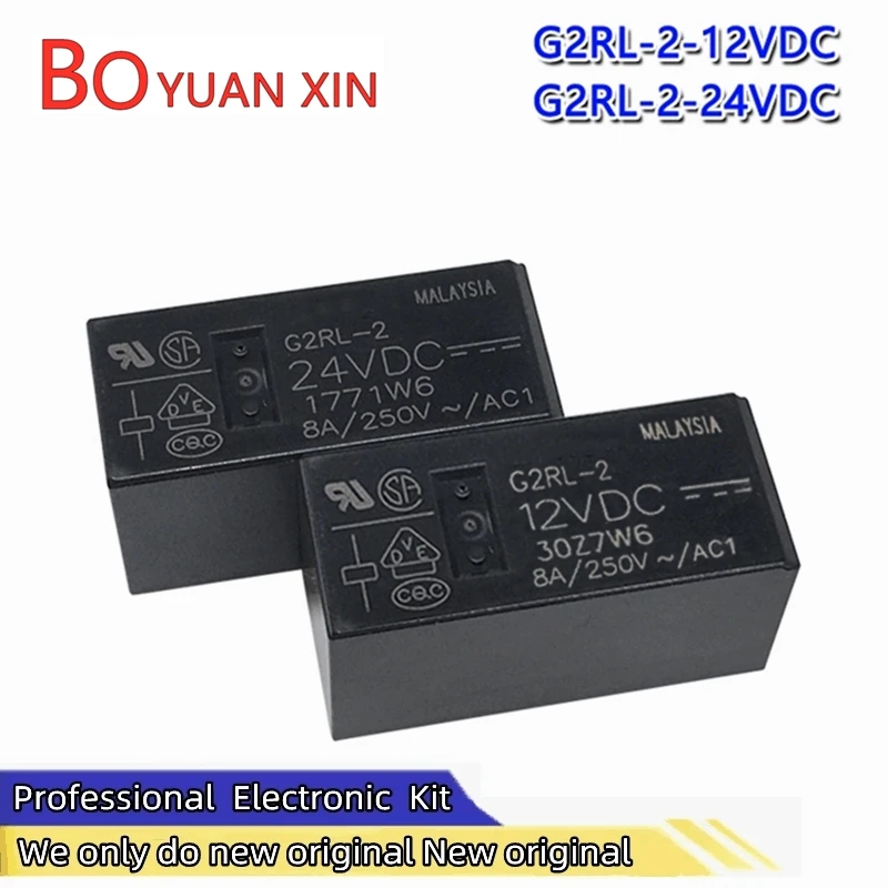 New original G2RL-2-12VDC G2RL-2-24VDC relays DC12V 24V 8pin Two open and two closed Power supply relay