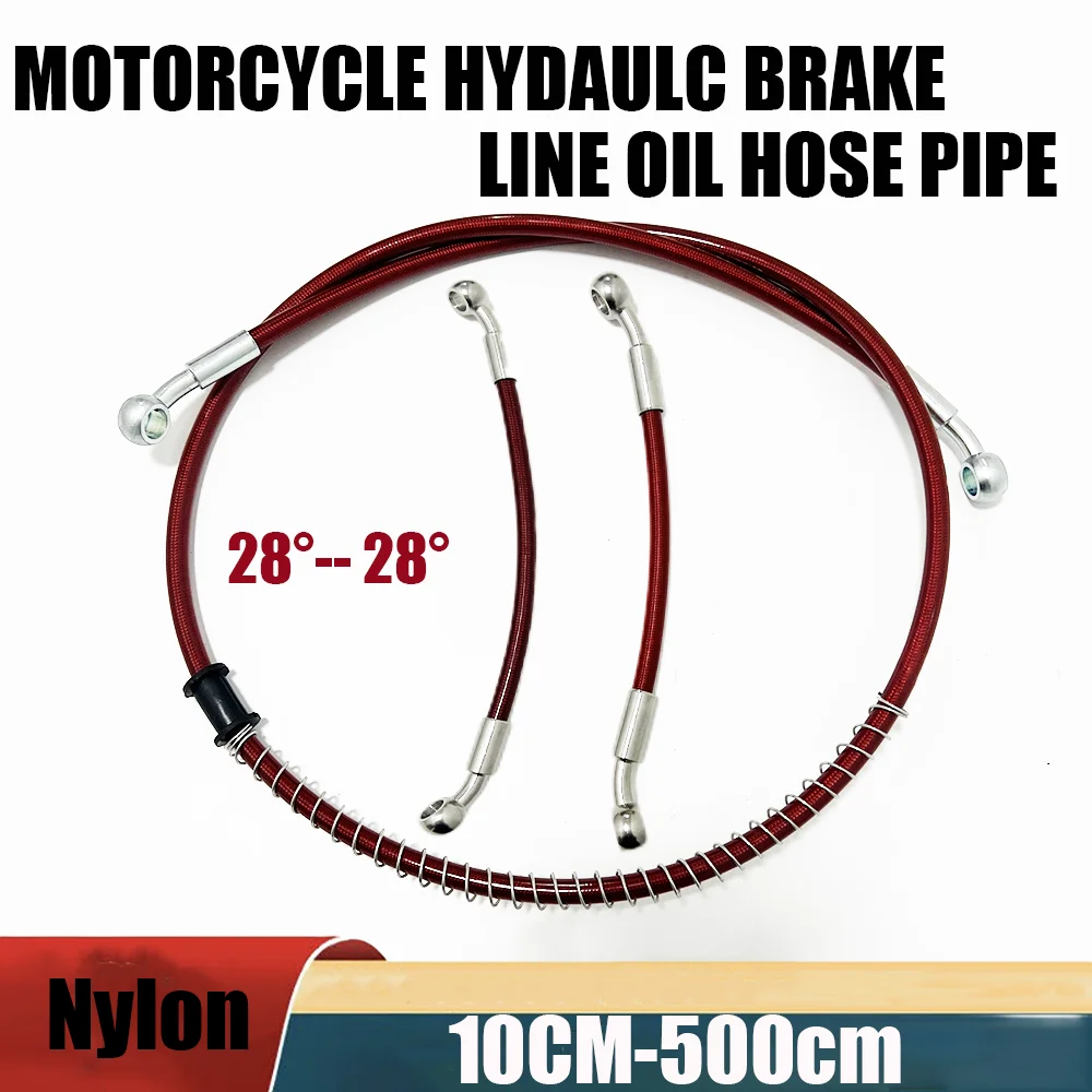 10-500cm Red M8Nylon Motorcycle Dirt Bicycle Specific Multi angle High-Temperature Resistant Brake OilPipe braided Hose FuelPipe