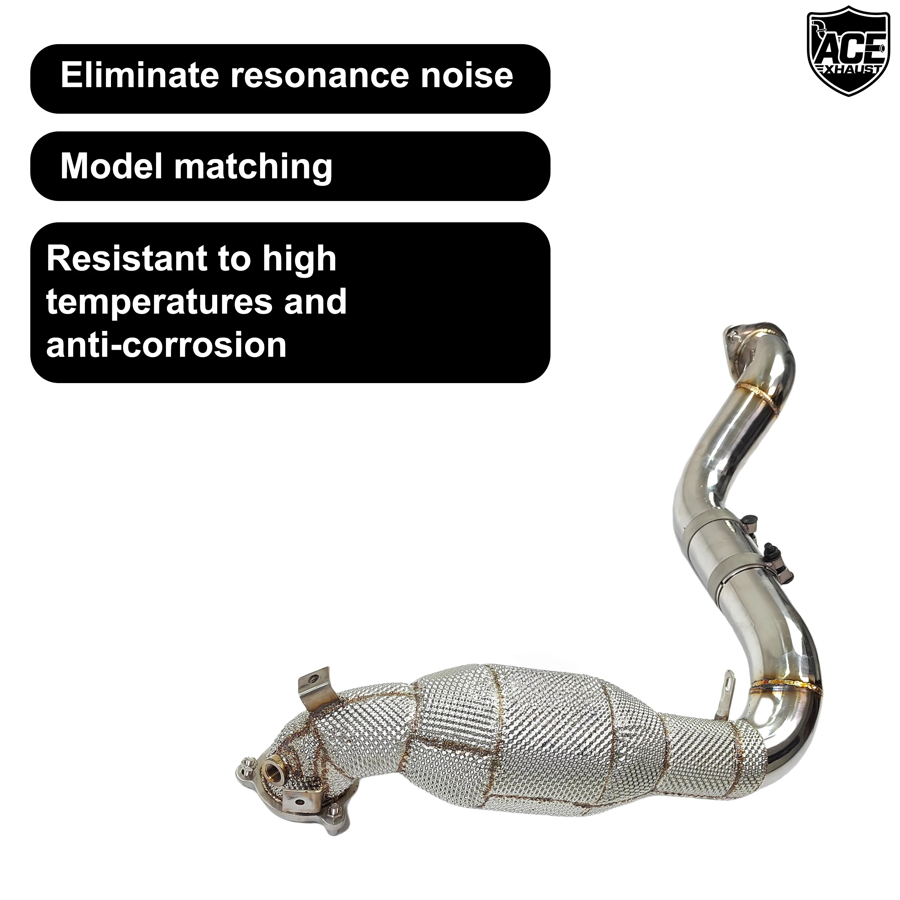 ACE Free Flow Auspuff-Downpipe für Mercedes Benz A35 CLA35 GLB35 2.0T SUS304 Hitzeschild Hochwertiges SUS304 Auspuffrohr – Detail 7