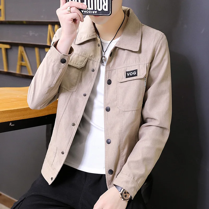 Spring And Autumn New Fashion Suede Jacket Men's Jacket Outside Casual Tooling Long Sleeve Shirt Jacket