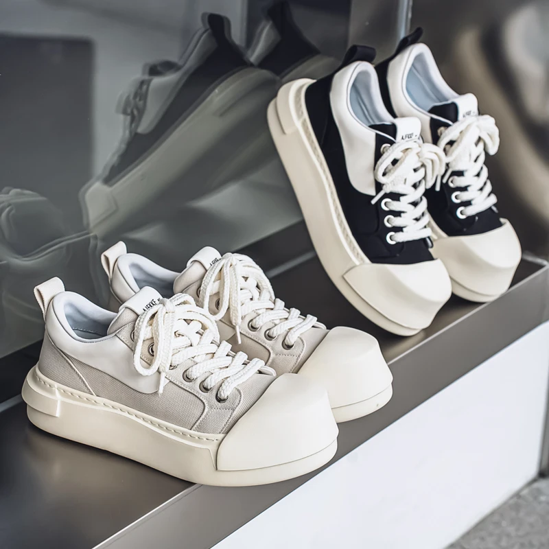 

Роскошная мужская обувь с низким берцем. Универсальная модная повседневная обувь на толстой подошве. Удобная парусиновая обувь без шнуровки для взрослых.