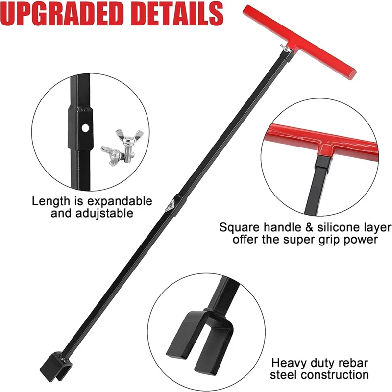 

A76X-Water Meter Key With 4-Way Utility Key Water Shut Off Tool Valve Shutoff Key Tool For Main Water Meter