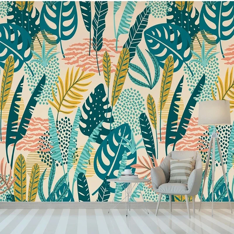 Photo Wallpaper Modern Nordic Tropical Leaves Are Small Fresh Murals Wall Cloth Living Room TV Sofa Backdrop Home Decor Fresco