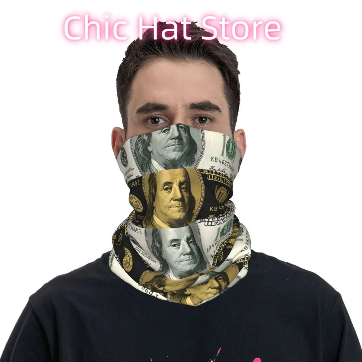 Pieniądze Gotówka Czarno-biała Bandana na szyję Biały szalik Wielofunkcyjne nakrycie głowy Wędkarstwo Unisex Dorosły Zima