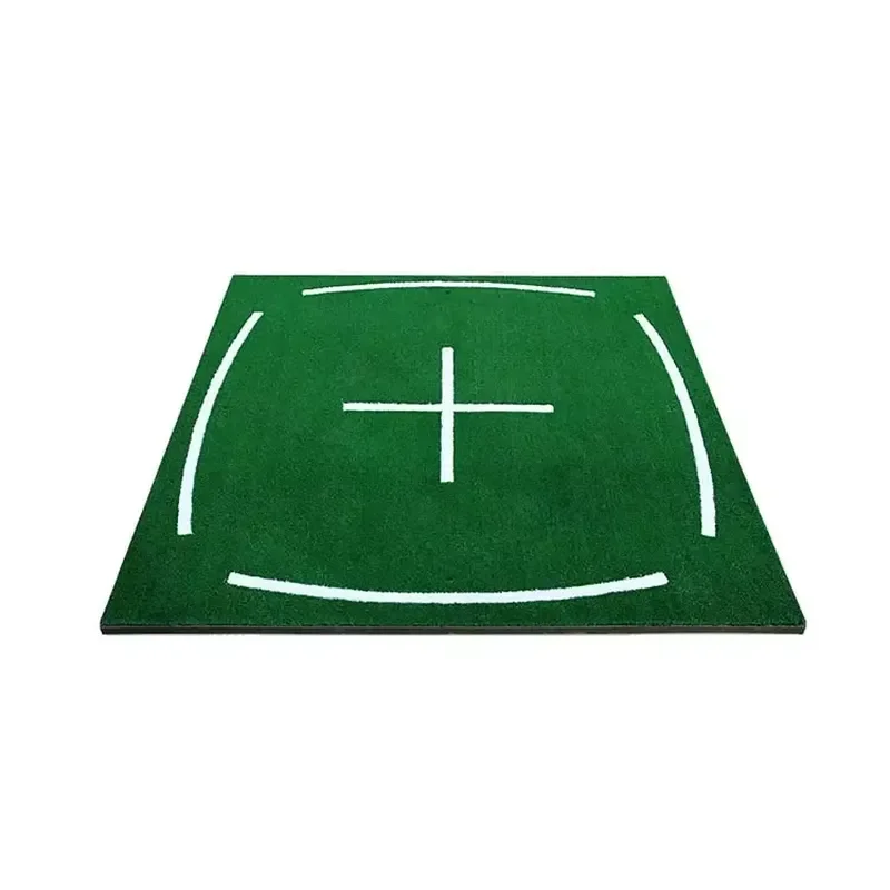 150x150cm Artificial Grass Golf Putting Mat with Arch Line Swing Trainer Practice Hitting Pad for Driving Range Home Training